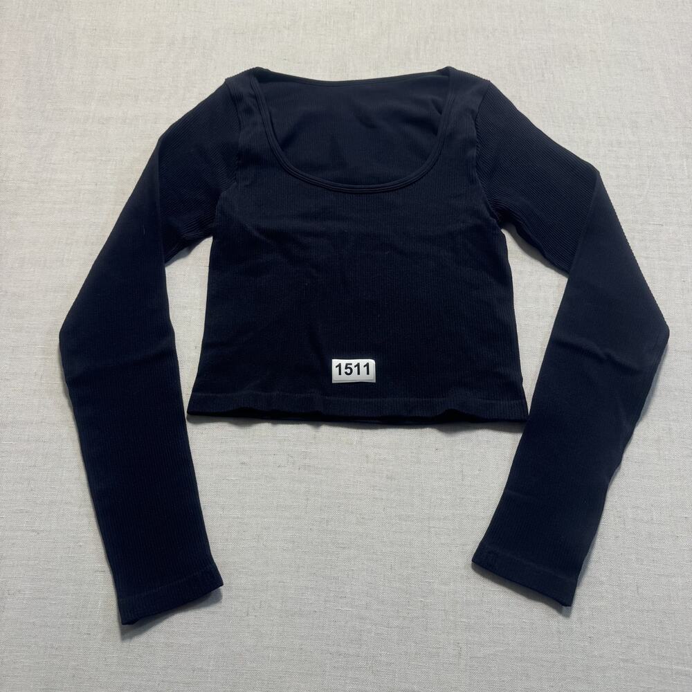 Stretchy Long Sleeeve Top‎ Women Sz M Black Pre-owned Excellent